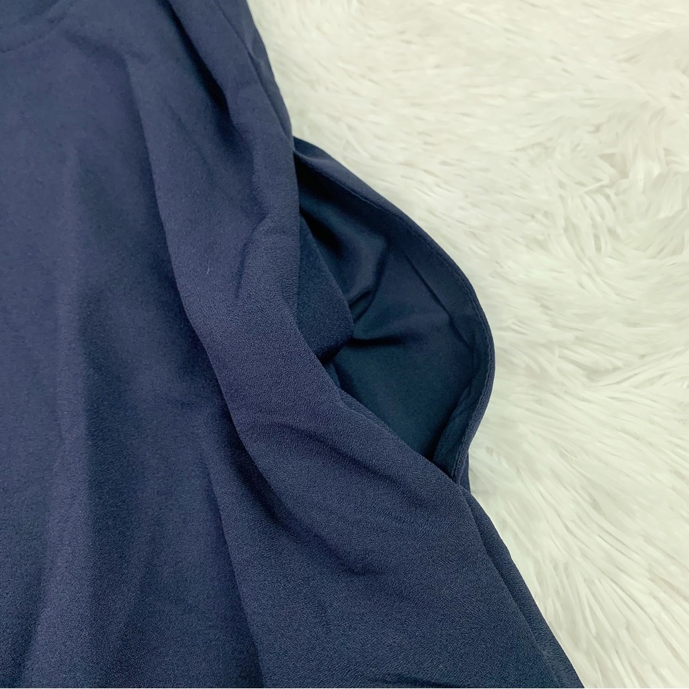 Tahari ASL size 10 short sleeve V-Neck Twist Front Fit & Flare Dress navy blue‎ - Picture 9 of 12